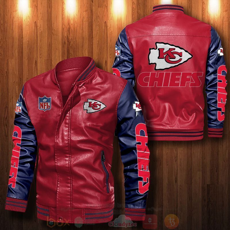 BEST NFL Kansas City Chiefs Rugby Team 2D Leather Bomber Jacket 5 NFL Kansas City Chiefs Rugby Team Bomber Leather Jacket 1 2 3 4
