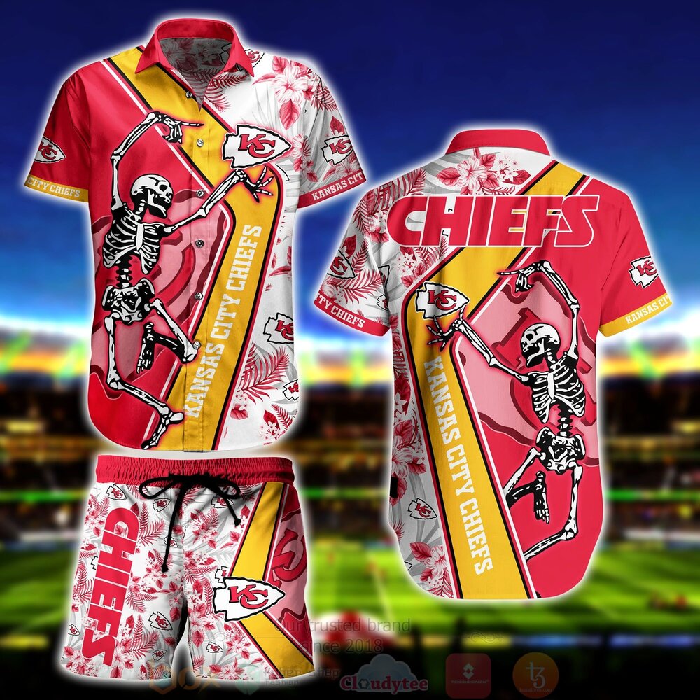 NFL Kansas City Chiefs Skeleton Hawaiian Shirt Short