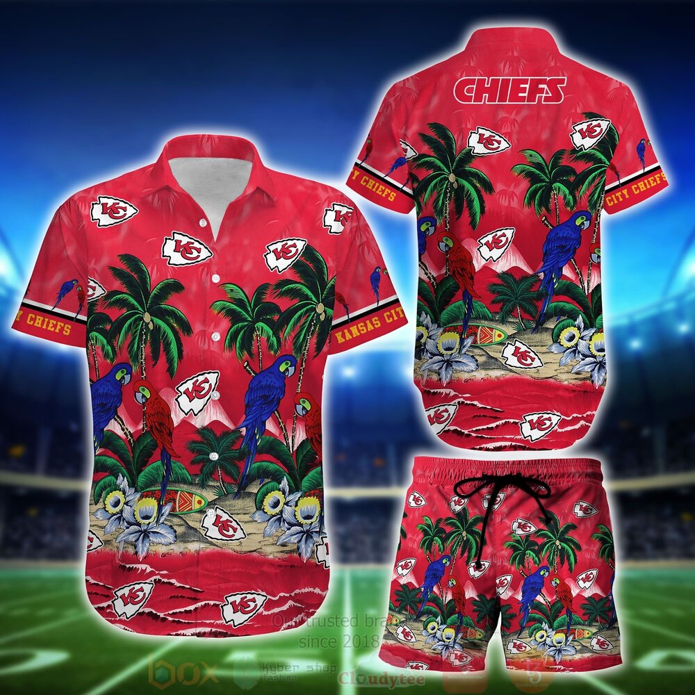 NFL Kansas City Chiefs Tropical Sea And Parrots Hawaiian Shirt Short