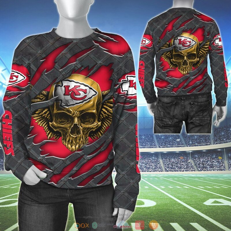 NFL Kansas City Chiefs Wings Skull 3D Shirt, Hoodie 3 NFL Kansas City Chiefs Wings Skull 3D Shirt Hoodie 1 2