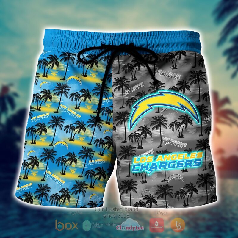 NFL Los Angeles Chargers Coconut Hawaiian shirt, Short 4 NFL Los Angeles Chargers Coconut Hawaiian shirt Short 1 2 3
