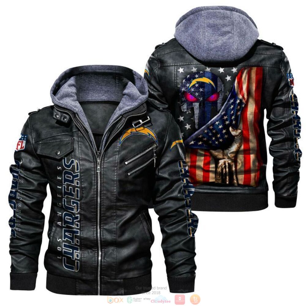 NFL Los Angeles Chargers Punisher Skull Leather Jacket 4 NFL Los Angeles Chargers Punisher Skull Leather Jacket