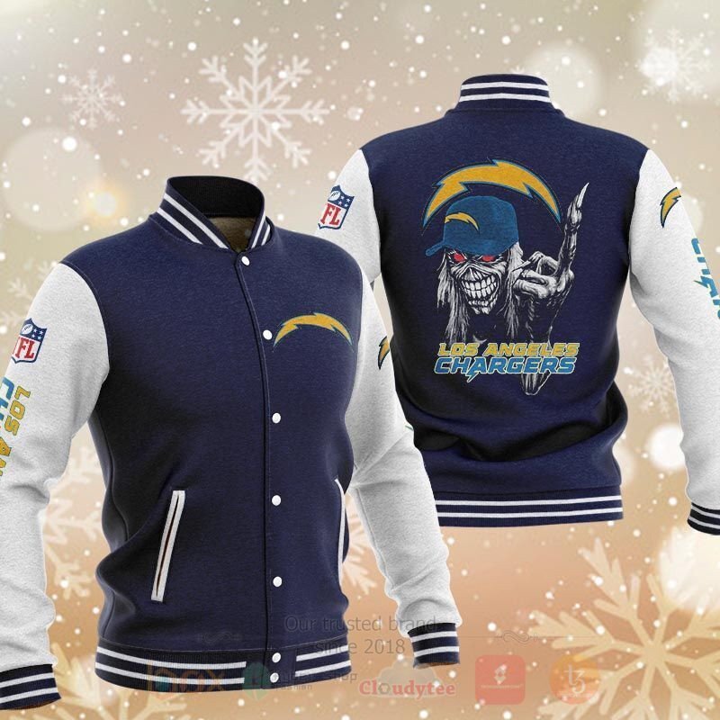BEST NFL Los Angeles Chargers Rugby Team Death Skull 3D Baseball Jacket 2 NFL Los Angeles Chargers Rugby Team Death Skull Baseball Jacket 1