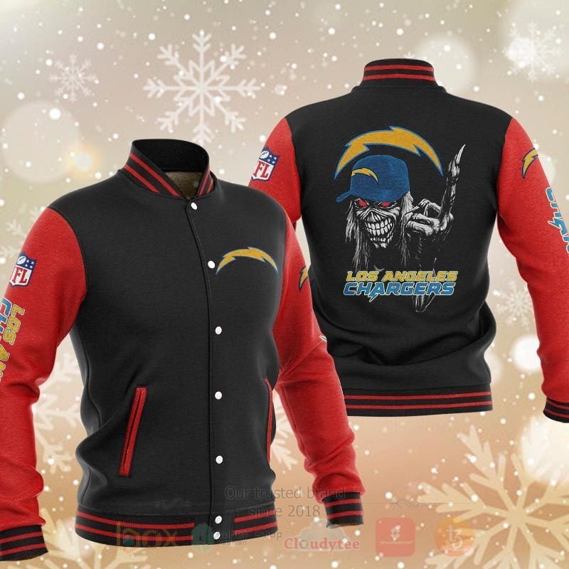 BEST NFL Los Angeles Chargers Rugby Team Death Skull 3D Baseball Jacket 3 NFL Los Angeles Chargers Rugby Team Death Skull Baseball Jacket 1 2
