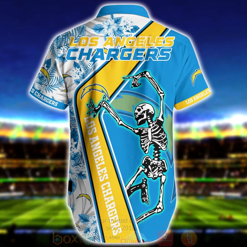 BEST NFL Los Angeles Chargers Skeleton Aloha Shirt, Short 3 NFL Los Angeles Chargers Skeleton Hawaiian Shirt Short 1 2 3