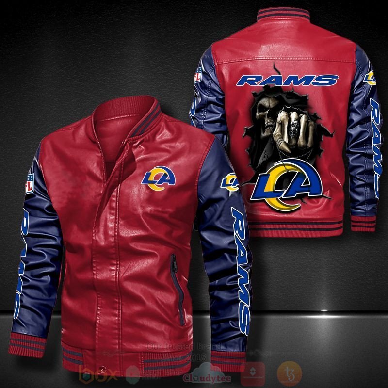 NFL Los Angeles Rams Death Skulls Bomber Leather Jacket 1 2 3 4