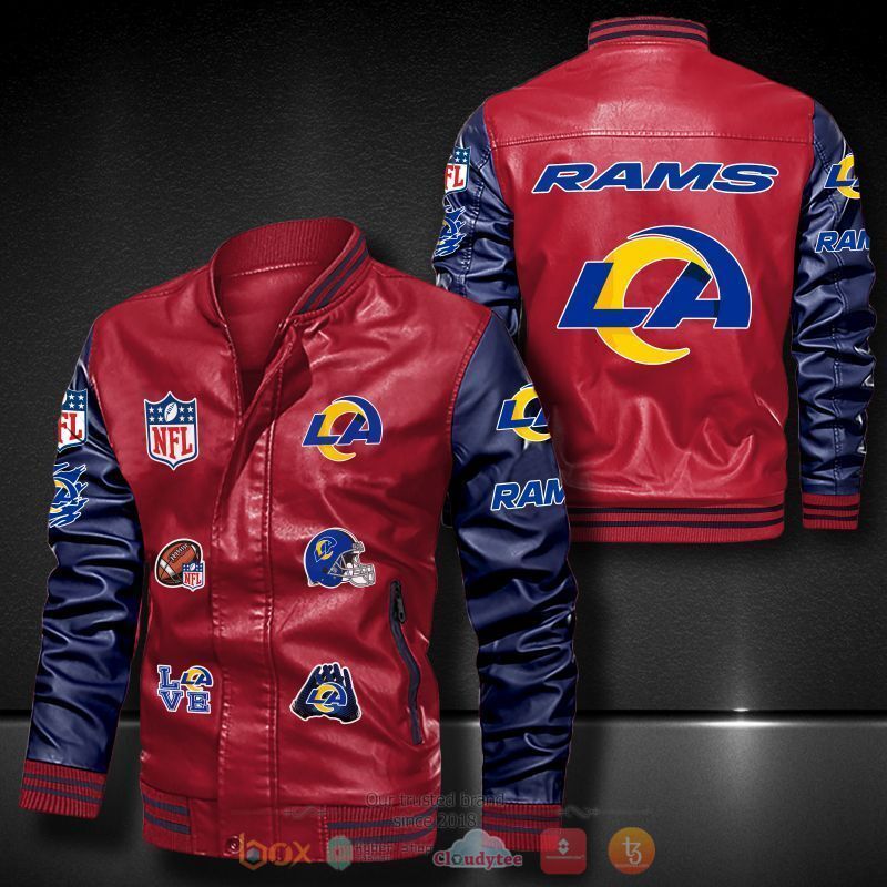NFL Los Angeles Rams logo team Bomber leather jacket 1 2 3 4
