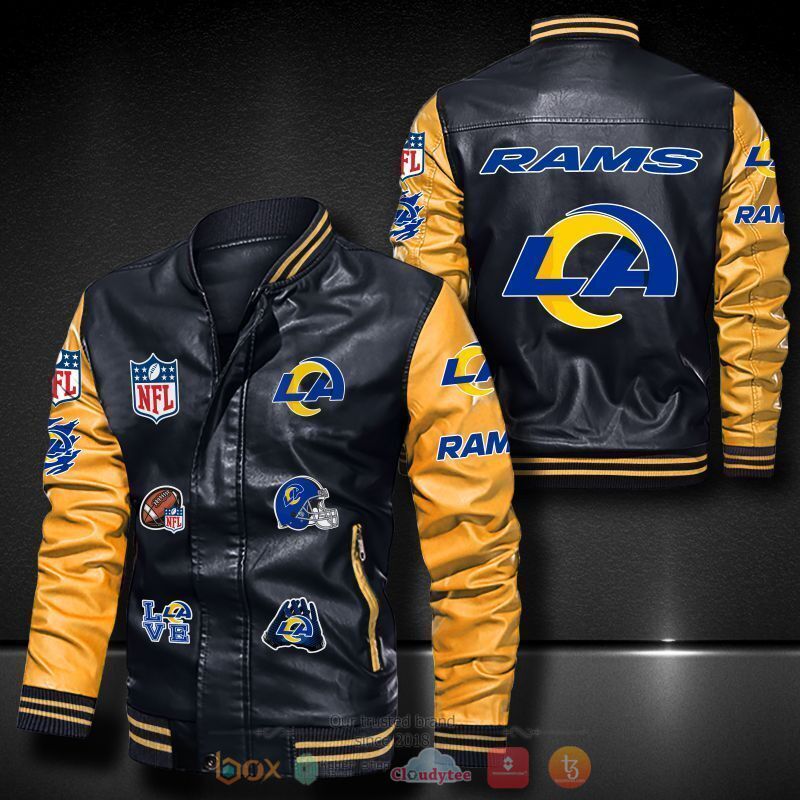 NFL Los Angeles Rams logo team Bomber leather jacket 1 2 3 4 5
