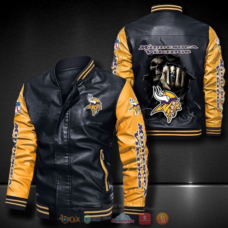 NFL Minnesota Vikings Death God Bomber leather jacket 6 NFL Minnesota Vikings Death God Bomber leather jacket 1 2 3 4 5