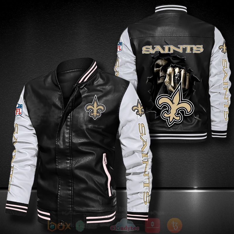 NFL New Orleans Saints Death Skulls Bomber Leather Jacket