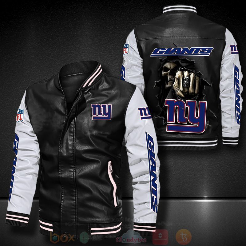NFL New York Giants Death Skulls Bomber Leather Jacket