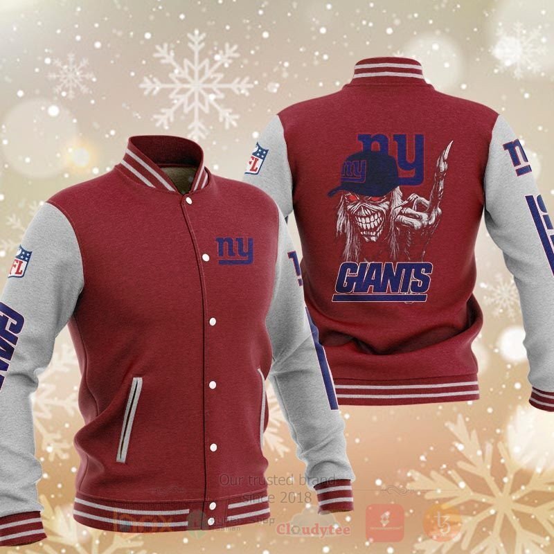 NFL New York Giants Rugby Team Death Skull Baseball Jacket 1 2 3