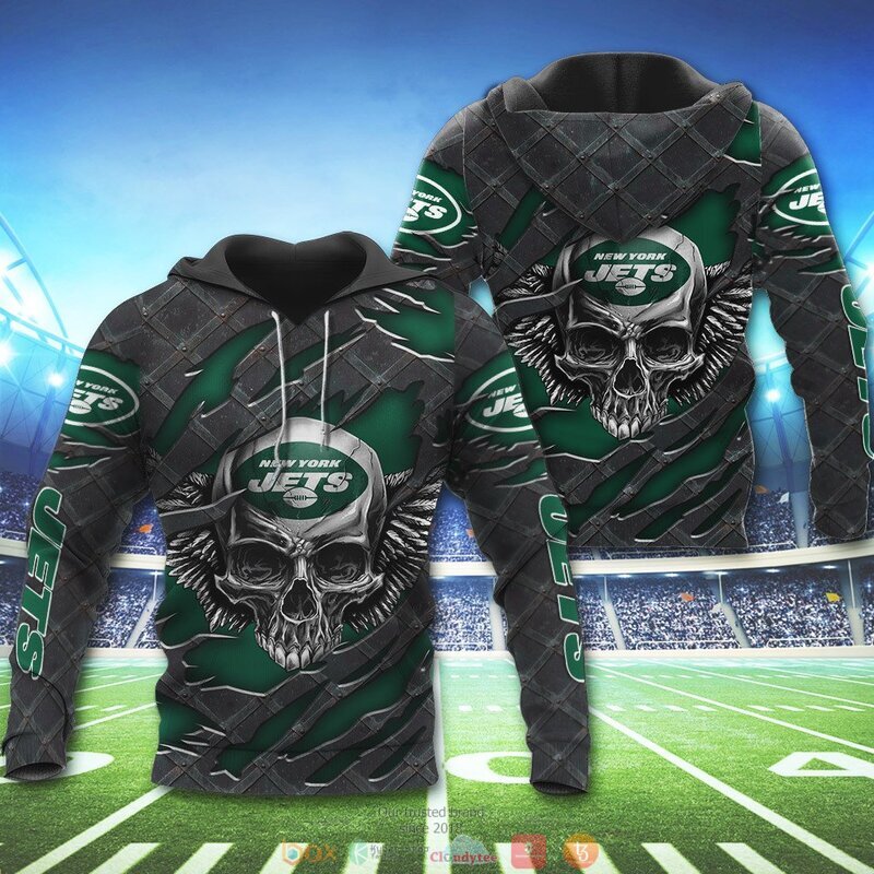 NFL New York Jets Wings Skull 3D Shirt Hoodie