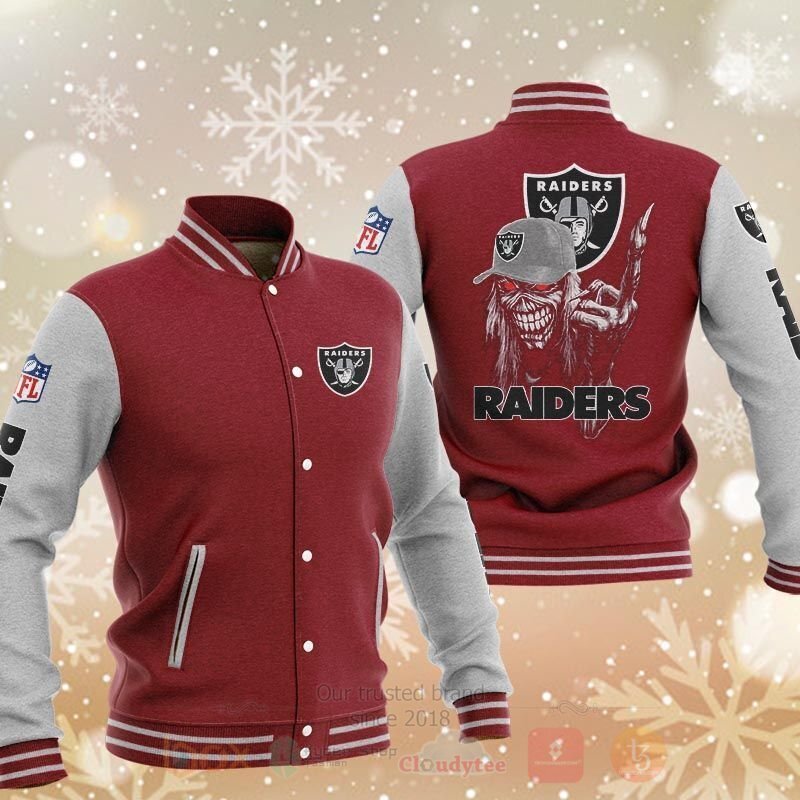 BEST NFL Oakland Raiders Death Skull 3D Baseball Jacket 4 NFL Oakland Raiders Death Skull Baseball Jacket 1 2 3