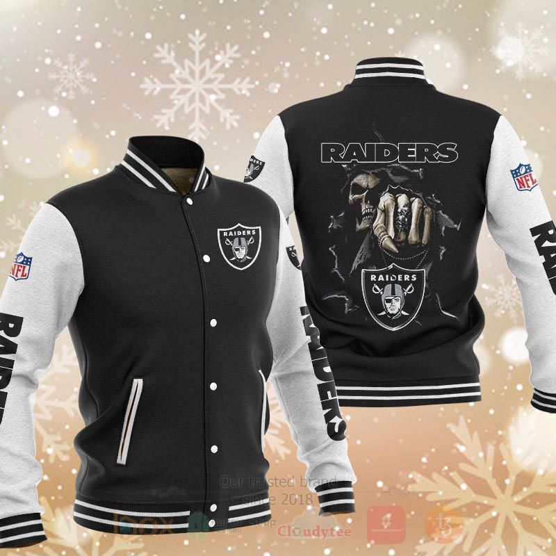 NFL Oakland Raiders Rugby Team Death Skull Baseball Jacket
