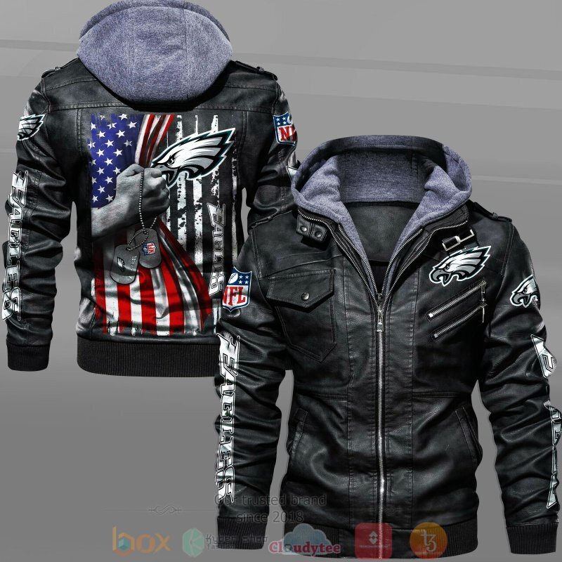 BEST NFL Philadelphia Eagles American Flag 2D Leather PU Jacket 1 NFL Philadelphia Eagles American Flag Leather Jacket
