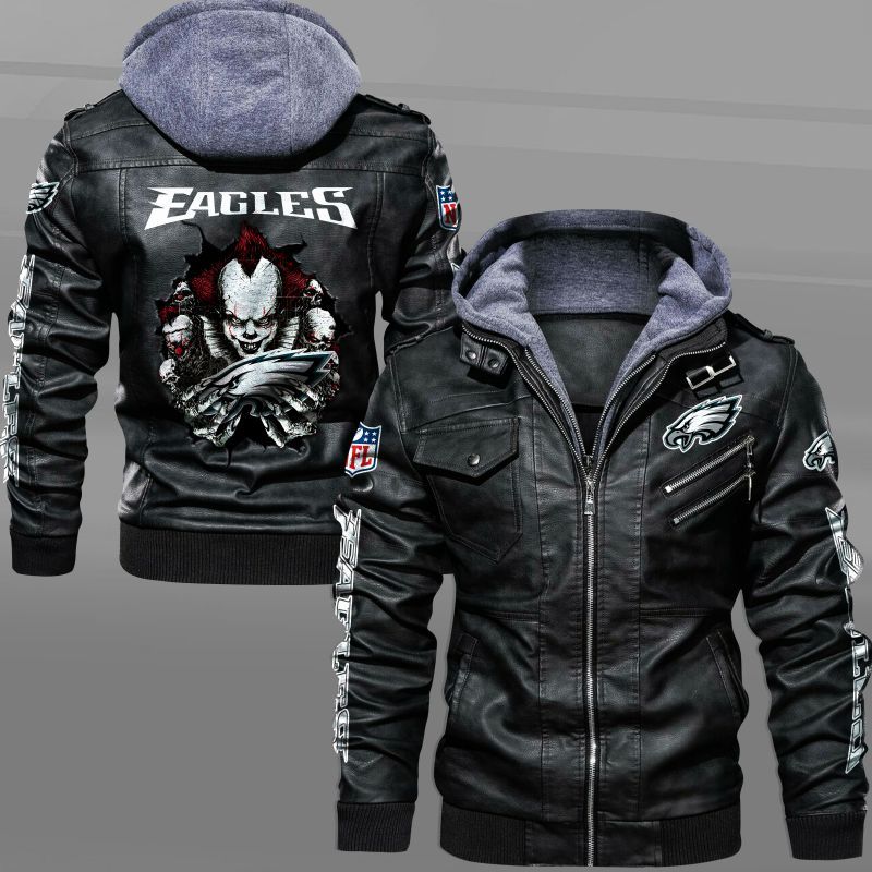 HOT Philadelphia Eagles IT Pennywise leather jacket 4 NFL Philadelphia Eagles IT Pennywise leather jacket