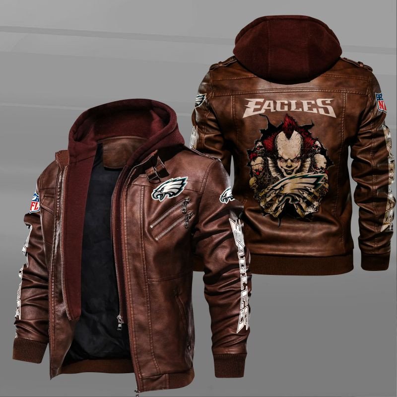 HOT Philadelphia Eagles IT Pennywise leather jacket 2 NFL Philadelphia Eagles IT Pennywise leather jacket 1