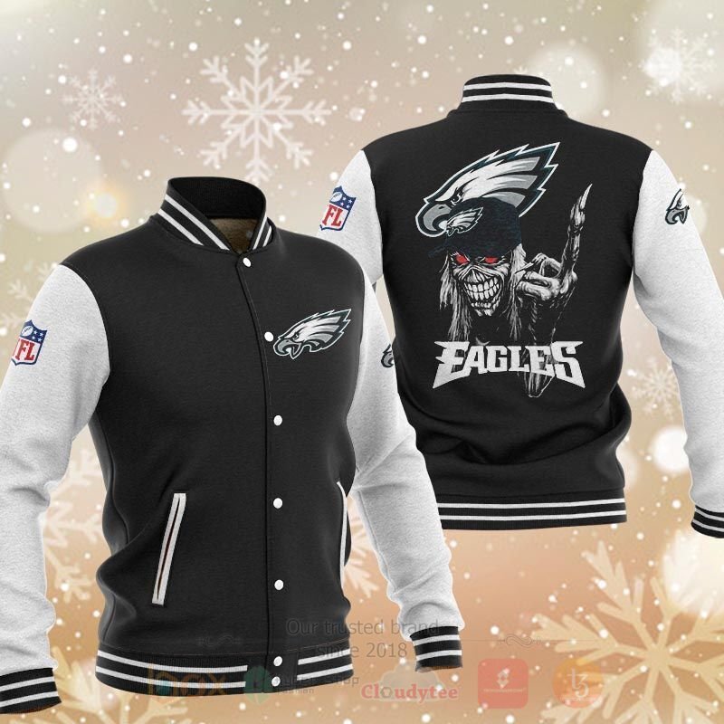 NFL Philadelphia Eagles Rugby Team Death Skull Baseball Jacket