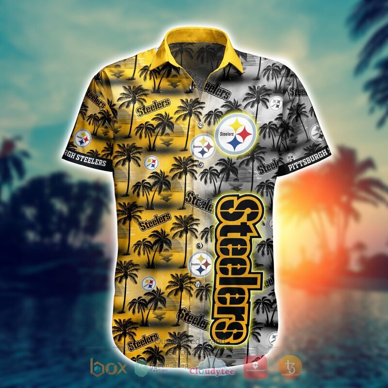 NFL Pittsburgh Steelers Coconut Hawaiian shirt, Short 2 NFL Pittsburgh Steelers Coconut Hawaiian shirt Short 1