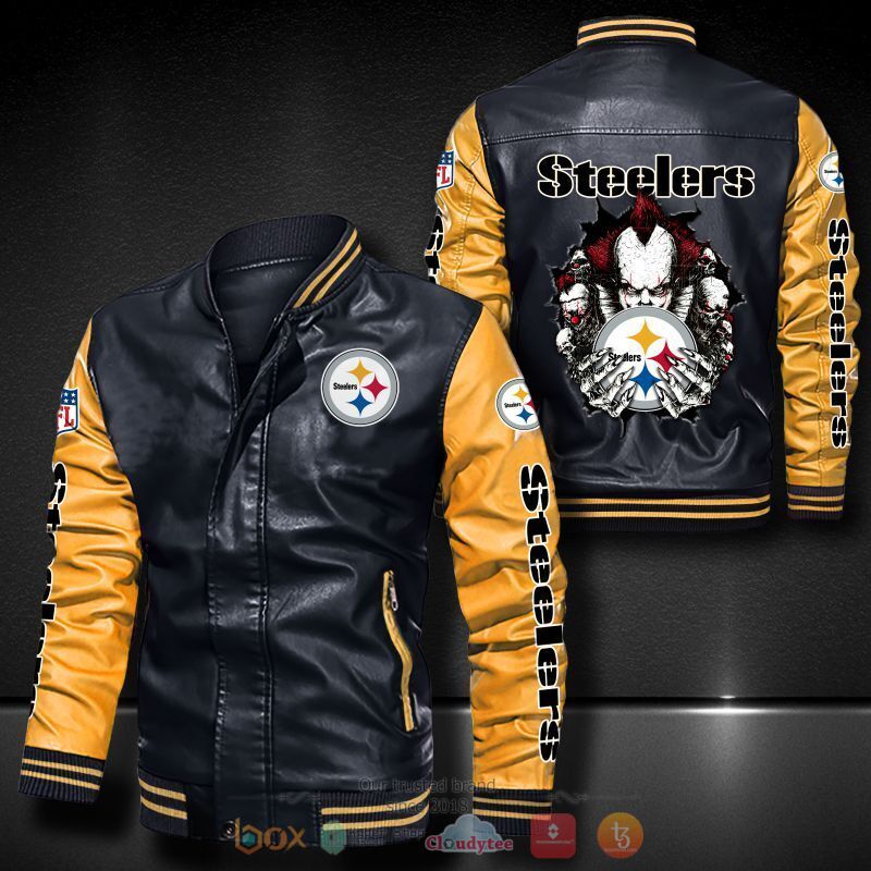 NFL Pittsburgh Steelers IT Pennywise Bomber leather jacket 1 2 3 4 5