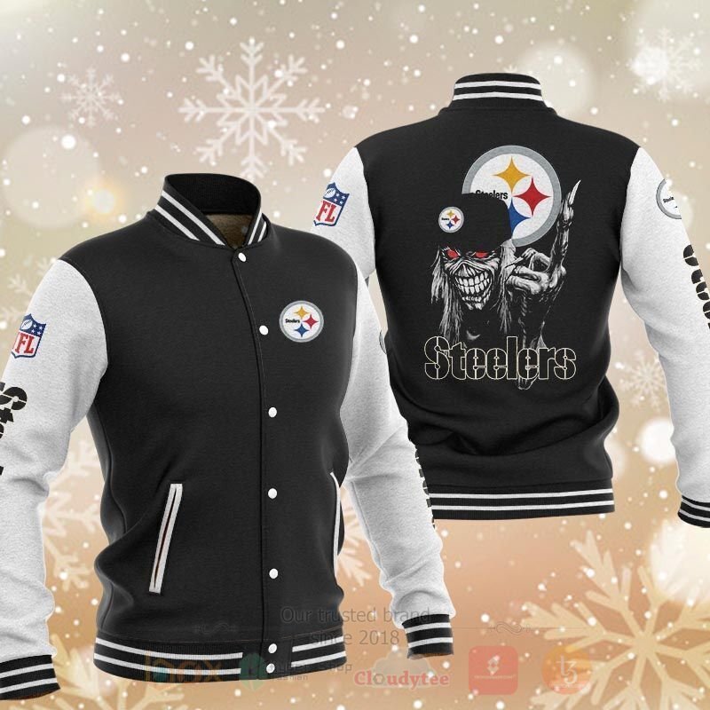 NFL Pittsburgh Steelers Rugby Team Death Skull Baseball Jacket