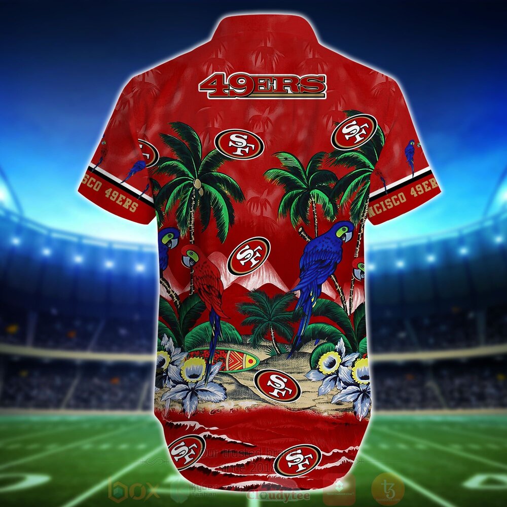 BEST NFL San Francisco 49ers Tropical Sea And Parrots Aloha Shirt, Short 3 NFL San Francisco 49ers Tropical Sea And Parrots Hawaiian Shirt Short 1 2 3