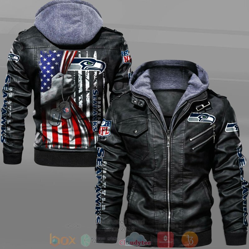 BEST NFL Seattle Seahawks American Flag 2D Leather PU Jacket 1 NFL Seattle Seahawks American Flag Leather Jacket