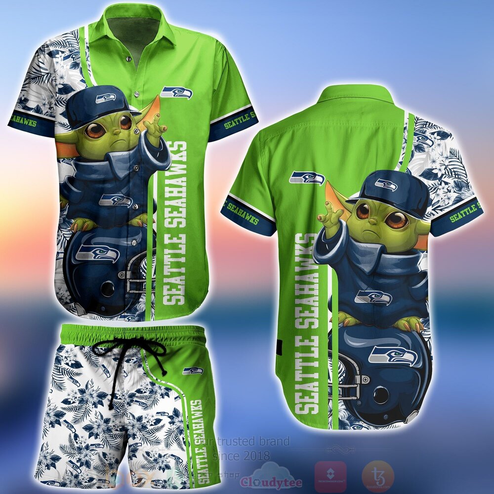 NFL Seattle Seahawks Baby Yoda Hawaiian Shirt Short