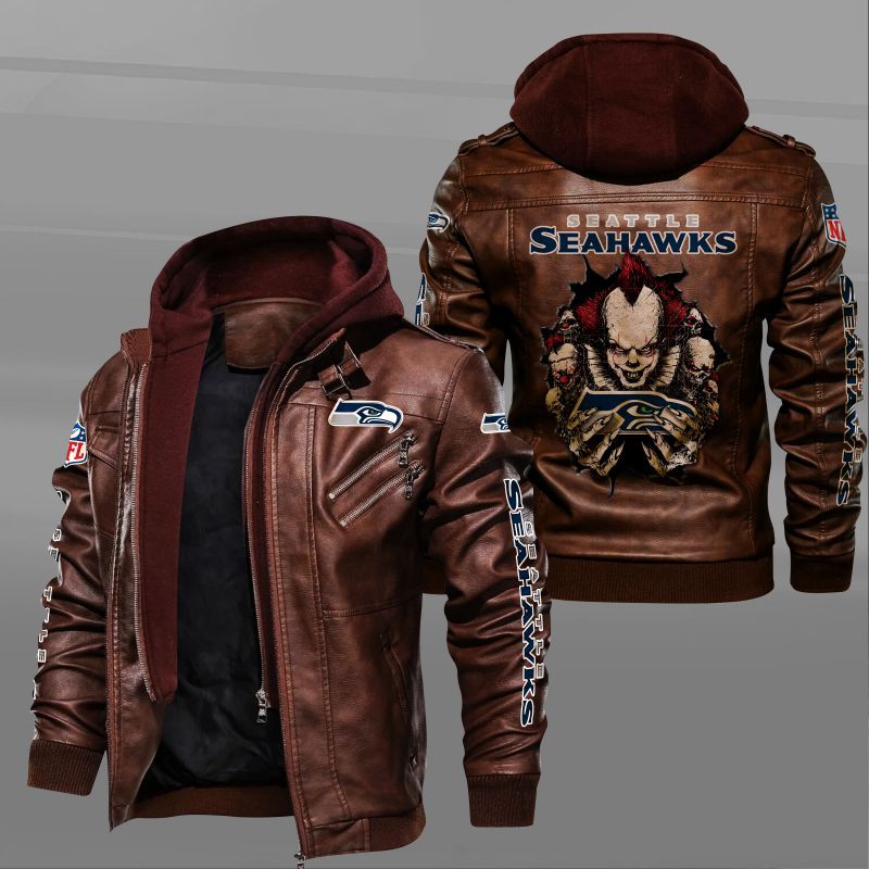 HOT Seattle Seahawks IT Pennywise leather jacket 2 NFL Seattle Seahawks IT Pennywise leather jacket 1
