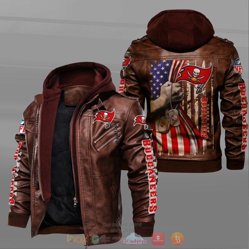NFL Tampa Bay Buccaneers American flag Leather Jacket 2 NFL Tampa Bay Buccaneers American flag Leather Jacket 1