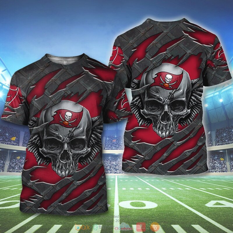 NFL Tampa Bay Buccaneers Wings Skull 3D Shirt, Hoodie 4 NFL Tampa Bay Buccaneers Wings Skull 3D Shirt Hoodie 1 2 3
