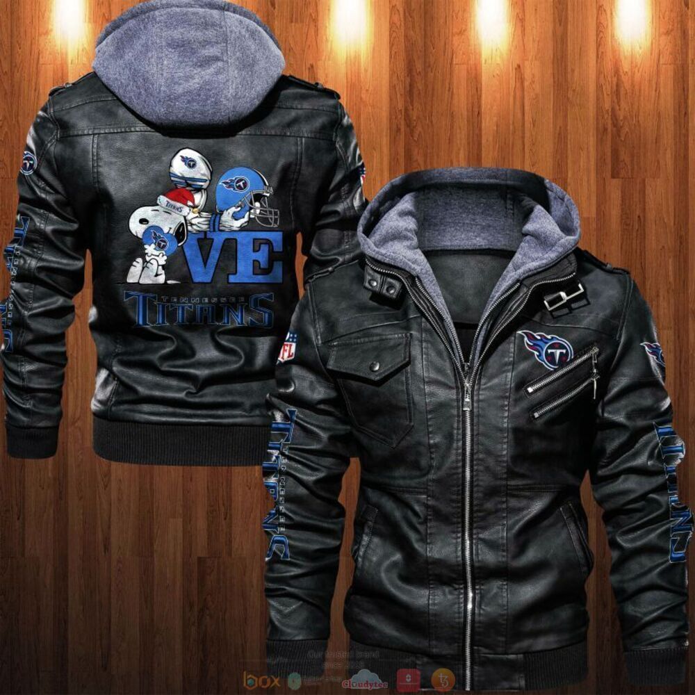 NFL Tennessee Titans Love Snoopy Leather Jacket
