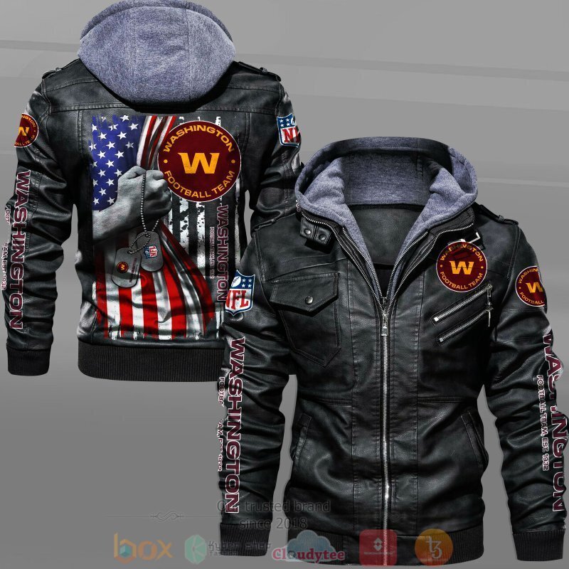 NFL Washington Football Team American Flag Leather Jacket