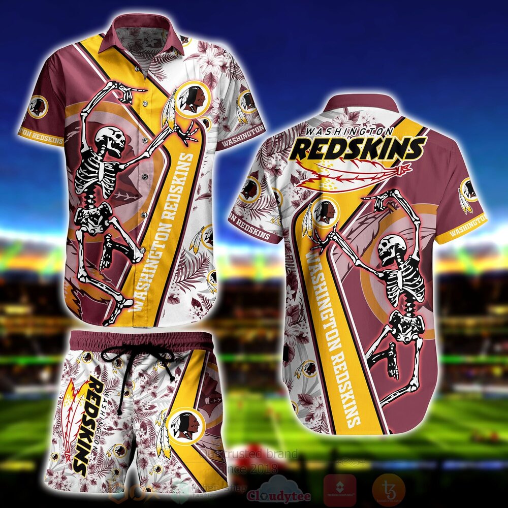 NFL Washington Redskins Skeleton Hawaiian Shirt Short