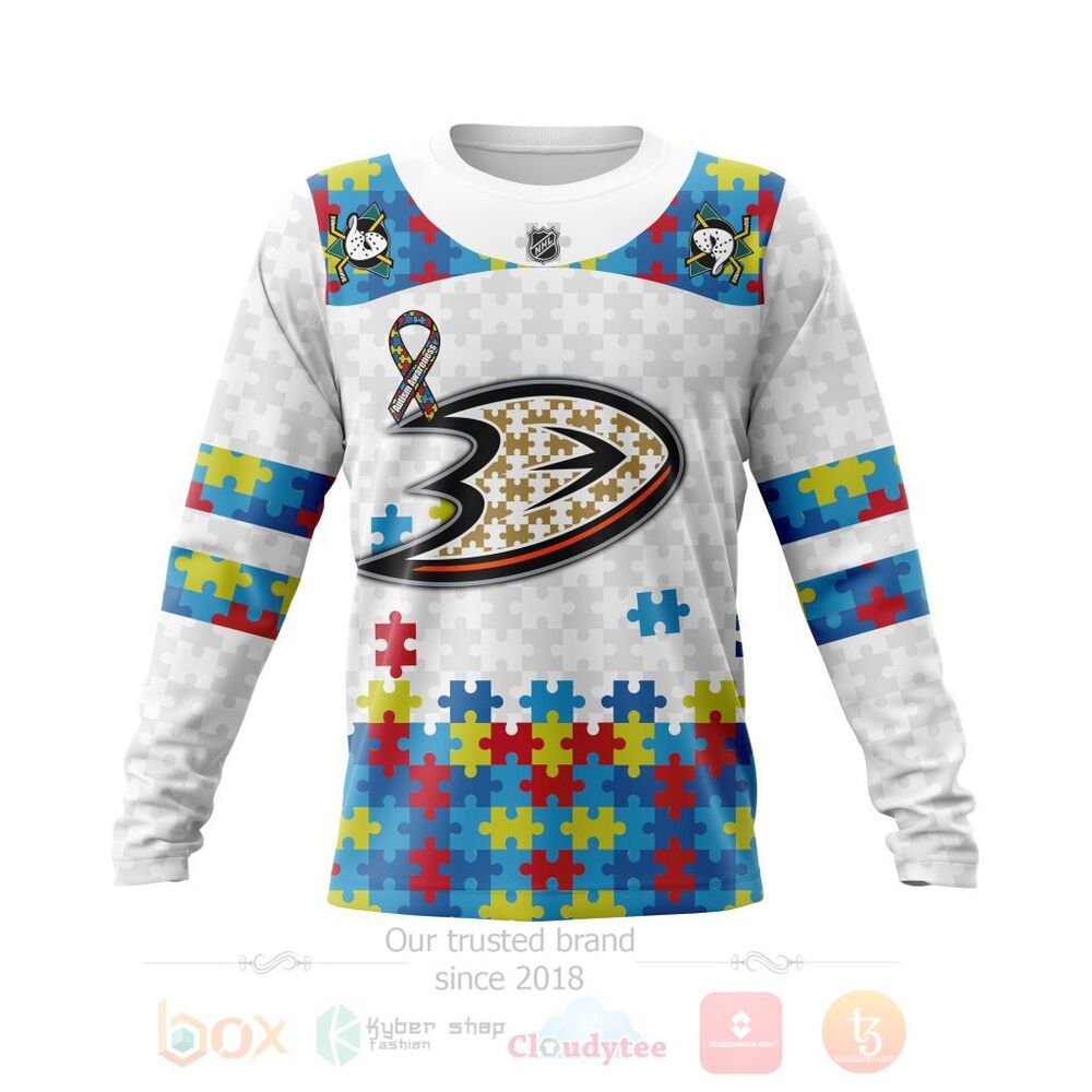 BEST Personalized Custom NHL Anaheim Ducks Autism Awareness 3D All Over Printed Hoodie, Shirt 3 NHL Anaheim Ducks Autism Awareness Personalized 3D Hoodie Shirt 1 2