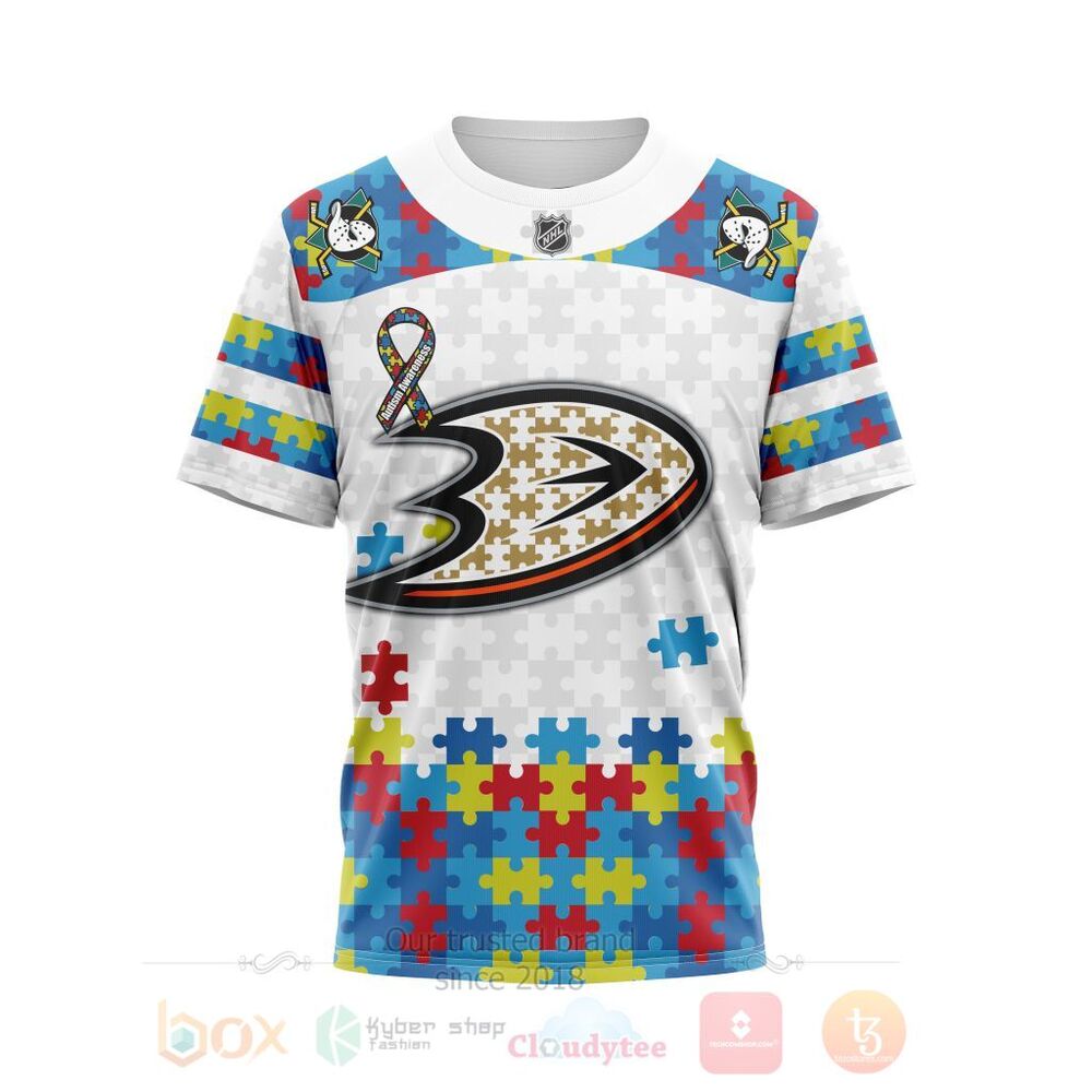 BEST Personalized Custom NHL Anaheim Ducks Autism Awareness 3D All Over Printed Hoodie, Shirt 4 NHL Anaheim Ducks Autism Awareness Personalized 3D Hoodie Shirt 1 2 3