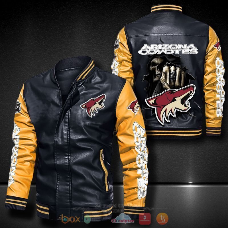 NHL Arizona Coyotes Death God Bomber leather jacket 6 NHL Arizona Coyotes Death God Bomber leather jacket 1 2 3 4 5