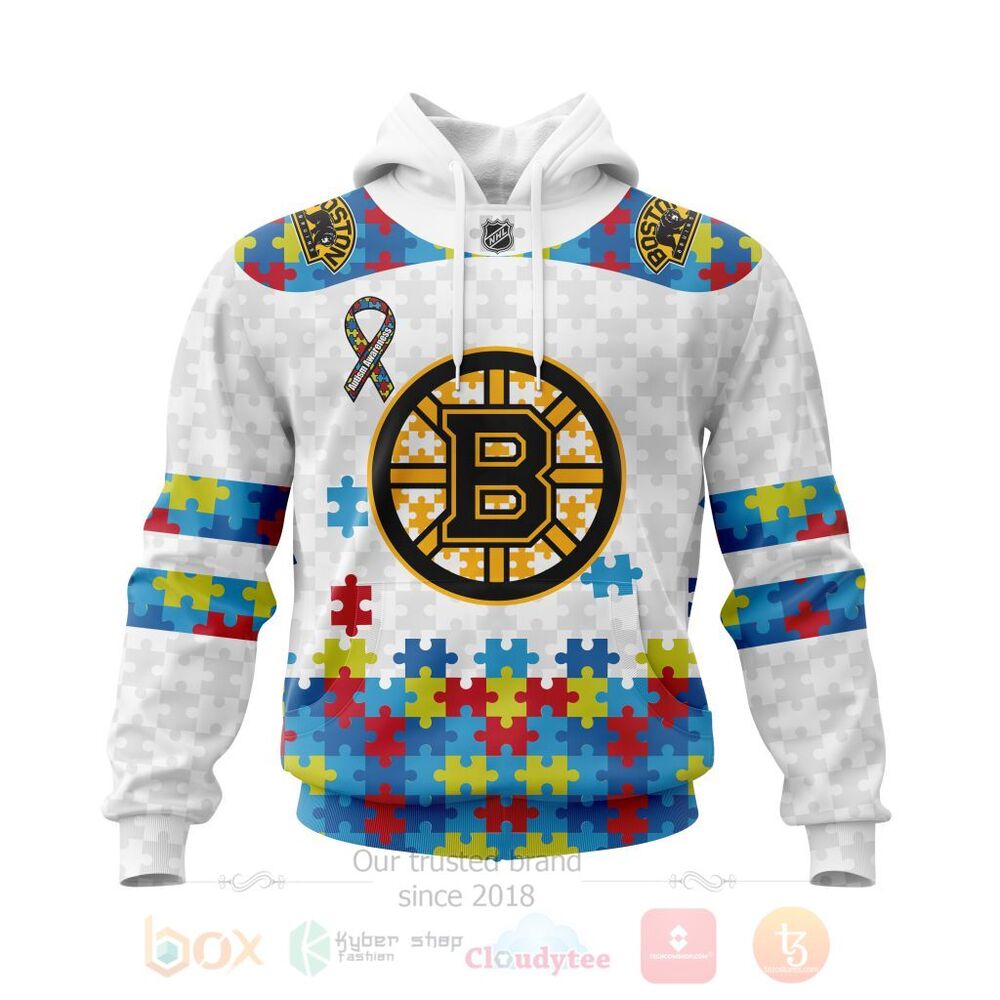 BEST Personalized Custom NHL Boston Bruins Autism Awareness 3D All Over Printed Hoodie, Shirt 9 NHL Boston Bruins Autism Awareness Personalized 3D Hoodie Shirt