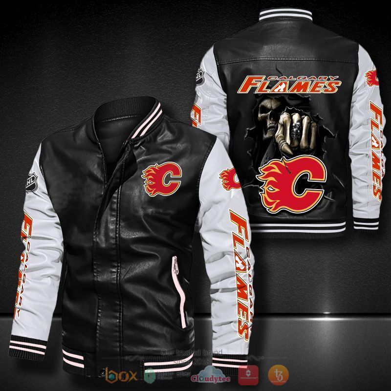 NHL Calgary Flames Death God Bomber leather jacket