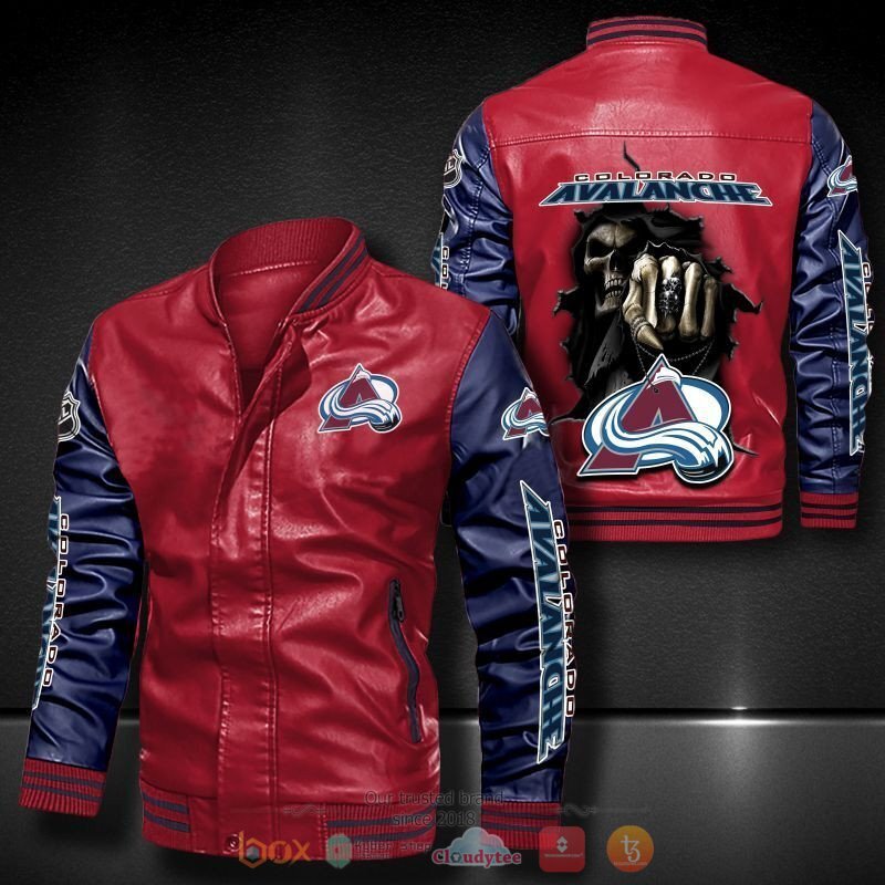NHL Colorado Avalanche Death God Bomber leather jacket 1 2 3 4