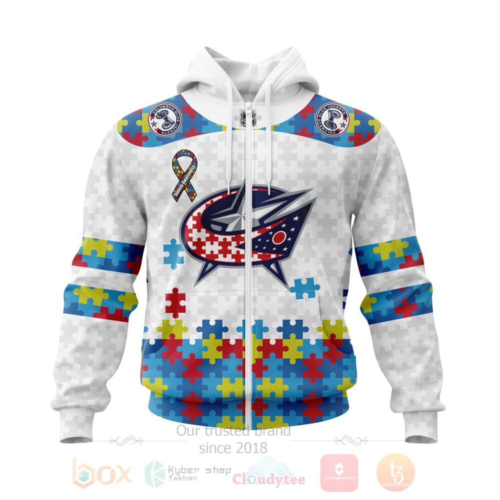 BEST Personalized Custom NHL Columbus Blue Jackets Autism Awareness 3D All Over Printed Hoodie, Shirt 2 NHL Columbus Blue Jackets Autism Awareness Personalized 3D Hoodie Shirt 1