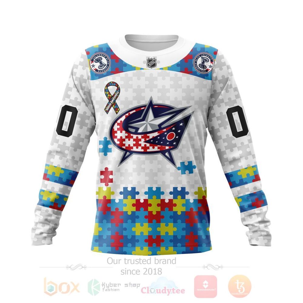 BEST Personalized Custom NHL Columbus Blue Jackets Autism Awareness 3D All Over Printed Hoodie, Shirt 3 NHL Columbus Blue Jackets Autism Awareness Personalized 3D Hoodie Shirt 1 2