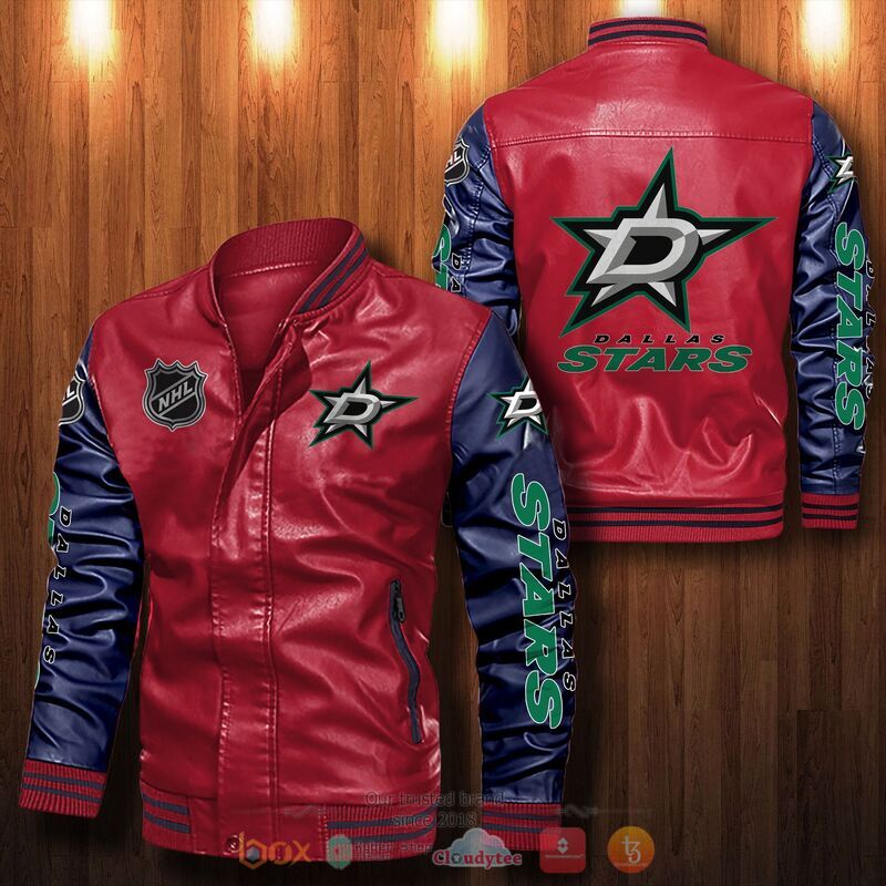NHL Dallas Stars Bomber leather jacket 5 NHL Dallas Stars Bomber leather jacket 1 2 3 4