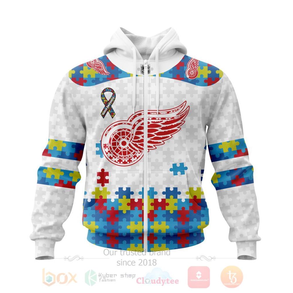 BEST Personalized Custom NHL Detroit Red Wings Autism Awareness 3D All Over Printed Hoodie, Shirt 2 NHL Detroit Red Wings Autism Awareness Personalized 3D Hoodie Shirt 1