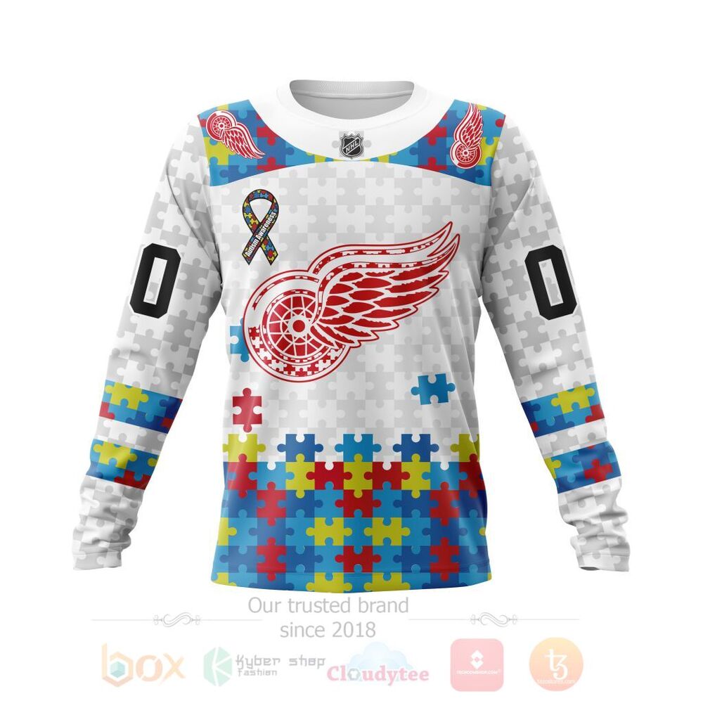 BEST Personalized Custom NHL Detroit Red Wings Autism Awareness 3D All Over Printed Hoodie, Shirt 3 NHL Detroit Red Wings Autism Awareness Personalized 3D Hoodie Shirt 1 2