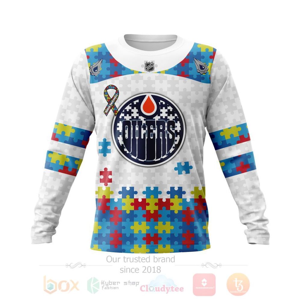 BEST Personalized Custom NHL Edmonton Oilers Autism Awareness 3D All Over Printed Hoodie, Shirt 3 NHL Edmonton Oilers Autism Awareness Personalized 3D Hoodie Shirt 1 2