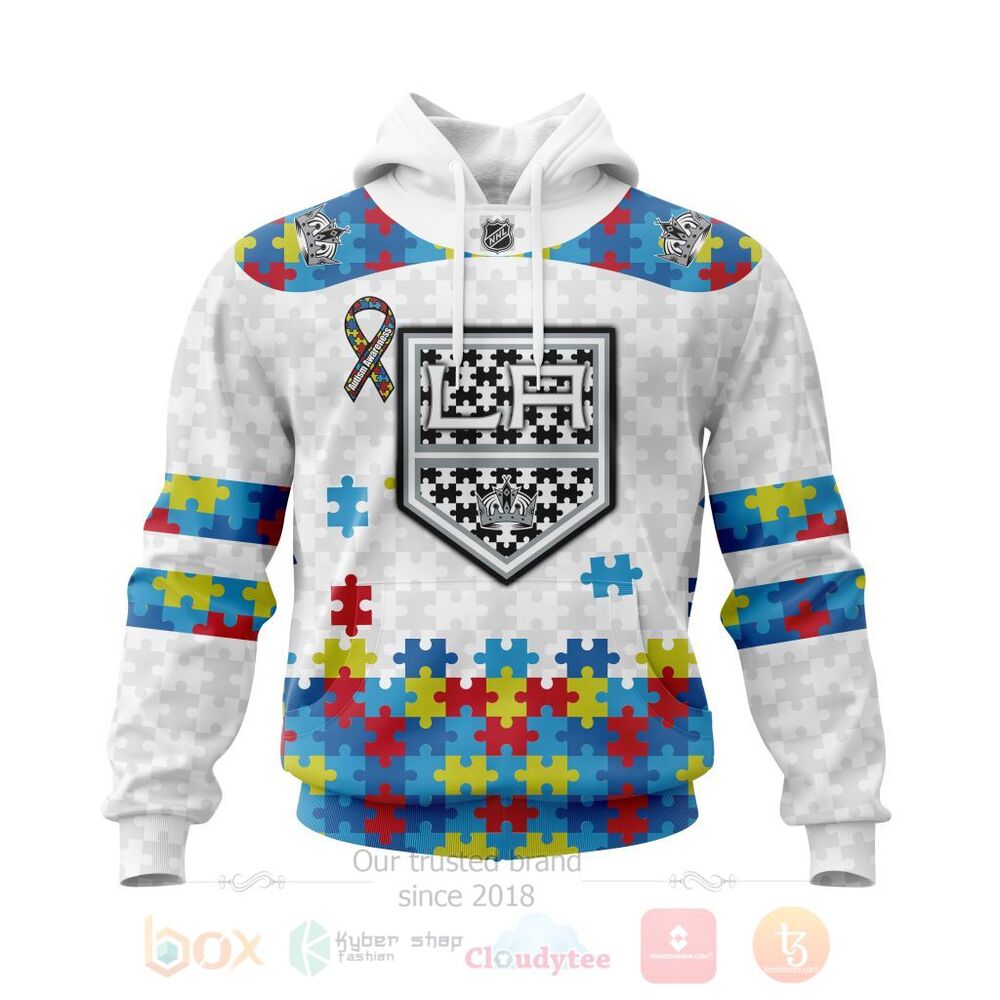BEST Personalized Custom NHL Los Angeles Kings Autism Awareness 3D All Over Printed Hoodie, Shirt 9 NHL Los Angeles Kings Autism Awareness Personalized 3D Hoodie Shirt