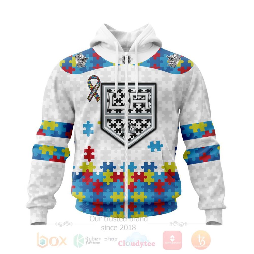BEST Personalized Custom NHL Los Angeles Kings Autism Awareness 3D All Over Printed Hoodie, Shirt 2 NHL Los Angeles Kings Autism Awareness Personalized 3D Hoodie Shirt 1