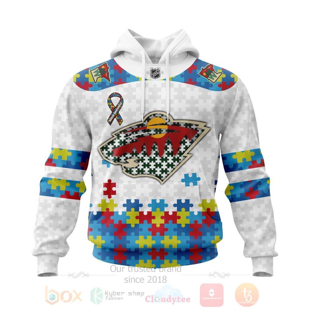 BEST Personalized Custom NHL Minnesota Wild Autism Awareness 3D All Over Printed Hoodie, Shirt 1 NHL Minnesota Wild Autism Awareness Personalized 3D Hoodie Shirt